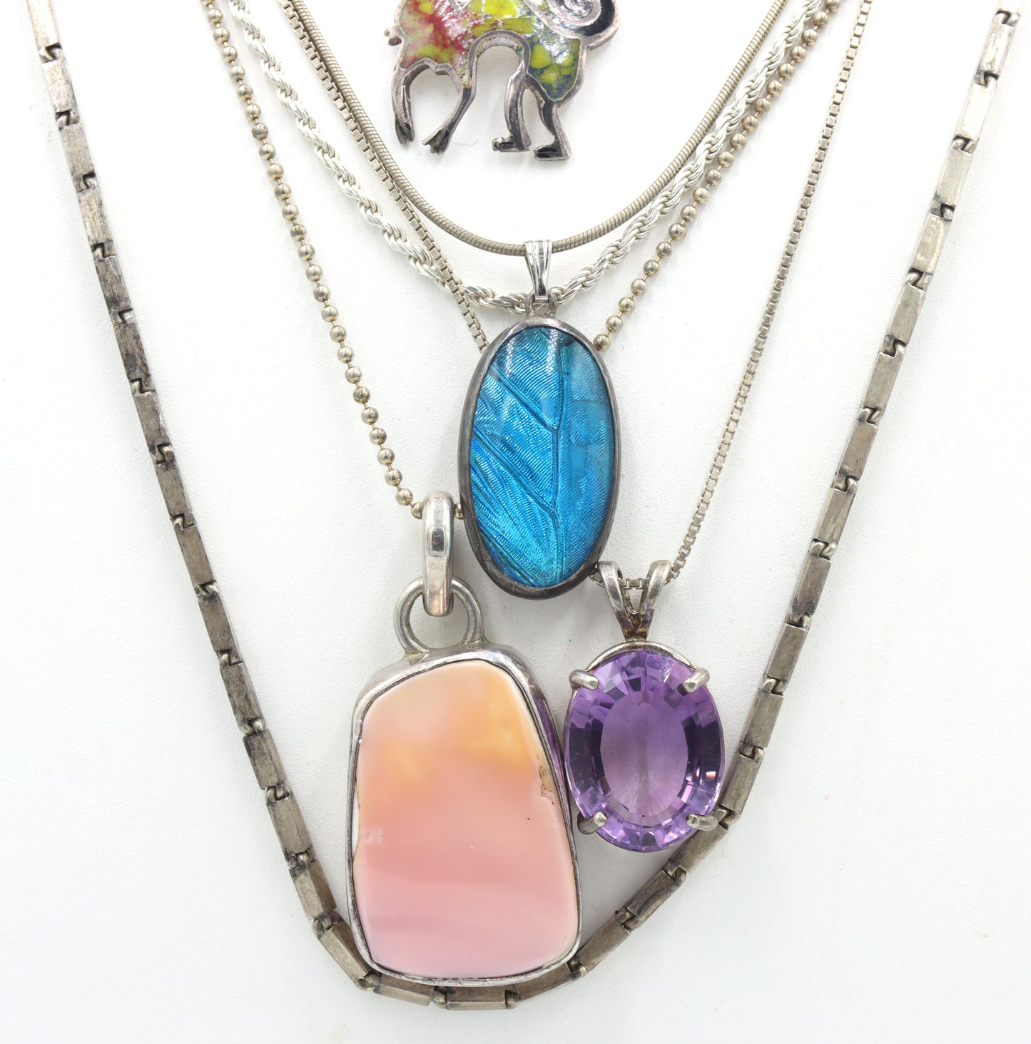 Group lot of 6 Vintage 925 sterling silver necklaces