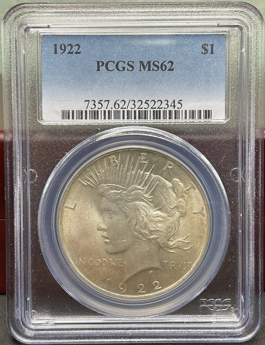 1922 Peace Silver Dollar PCGS MS62