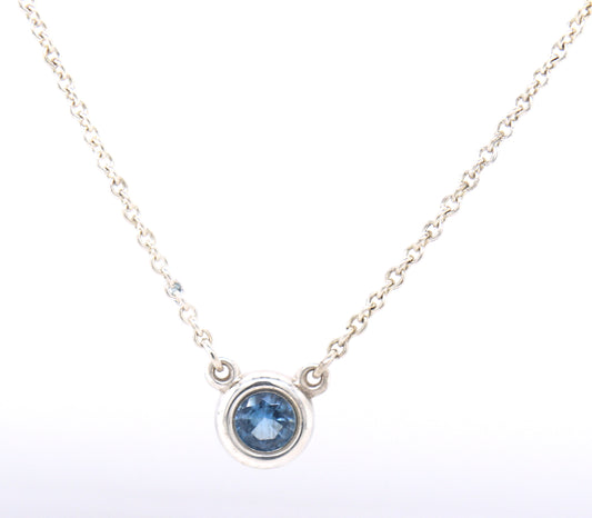 Tiffany & Co Elsa Peretti Aquamarine pendant on chain necklace