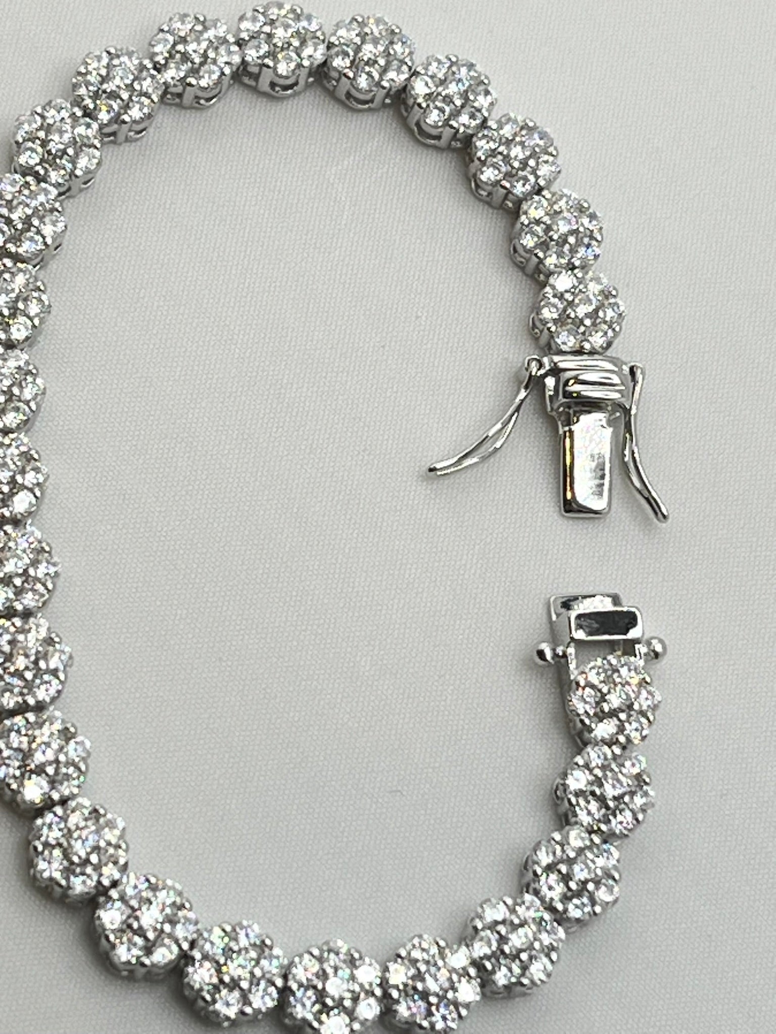 925 Sterling CZ Cluster Eternity Tennis Bracelet