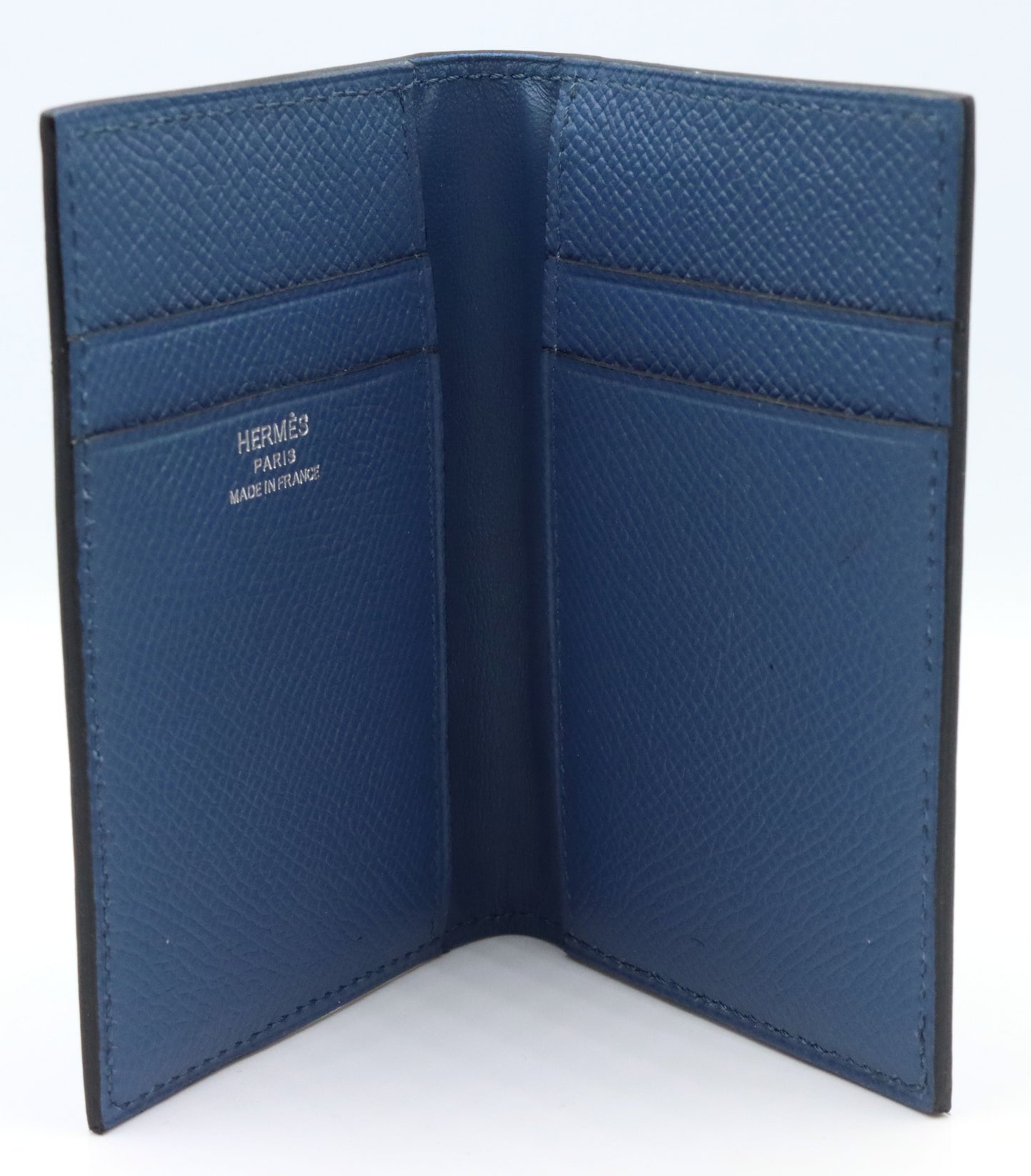 Hermes blue leather compact car holder wallet
