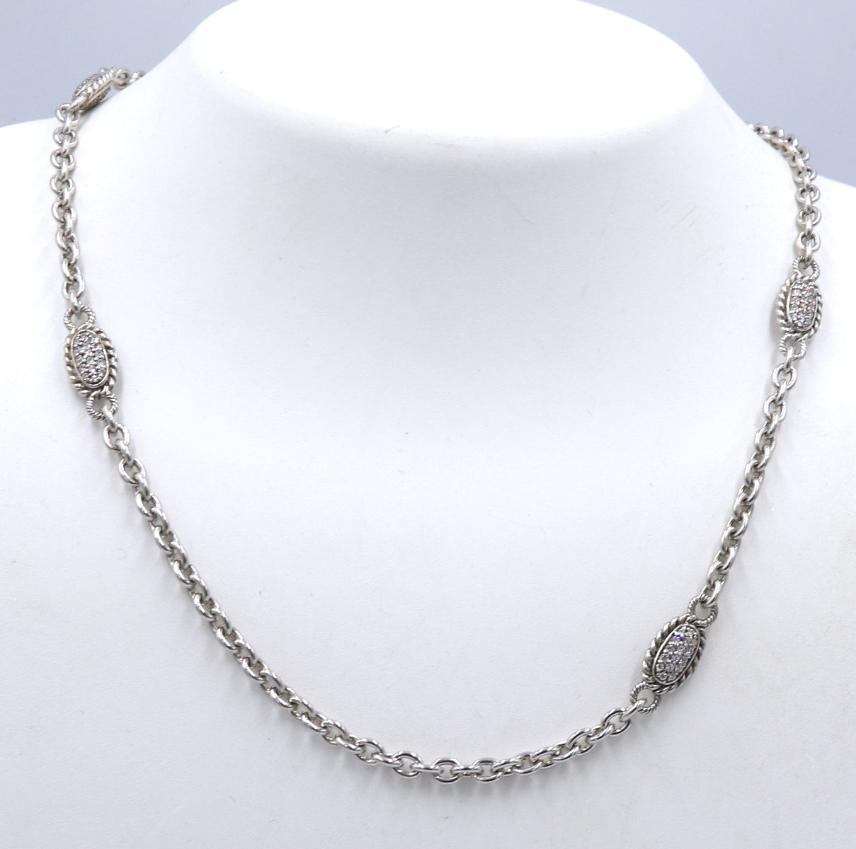 925 Sterling silver Judith Ripka Cubic Zirconia link necklace