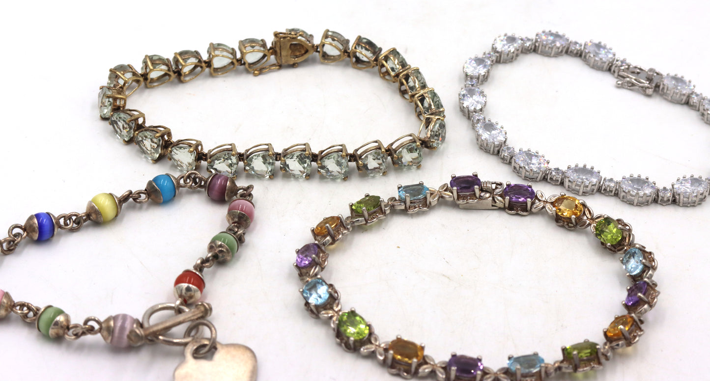 Group lot of 4 vintage 925 sterling silver bracelets