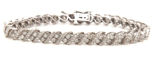 14kt White gold diamond link bracelet