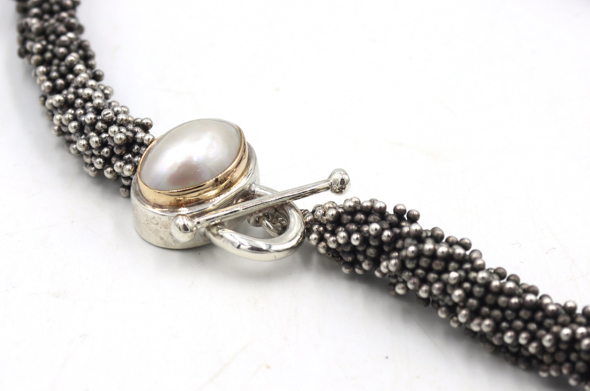 Micheal Dawkins beaded necklace with pearl toggle clasp