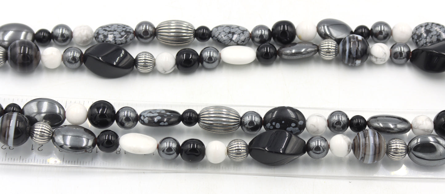 Double row Hematite and black onyx necklace