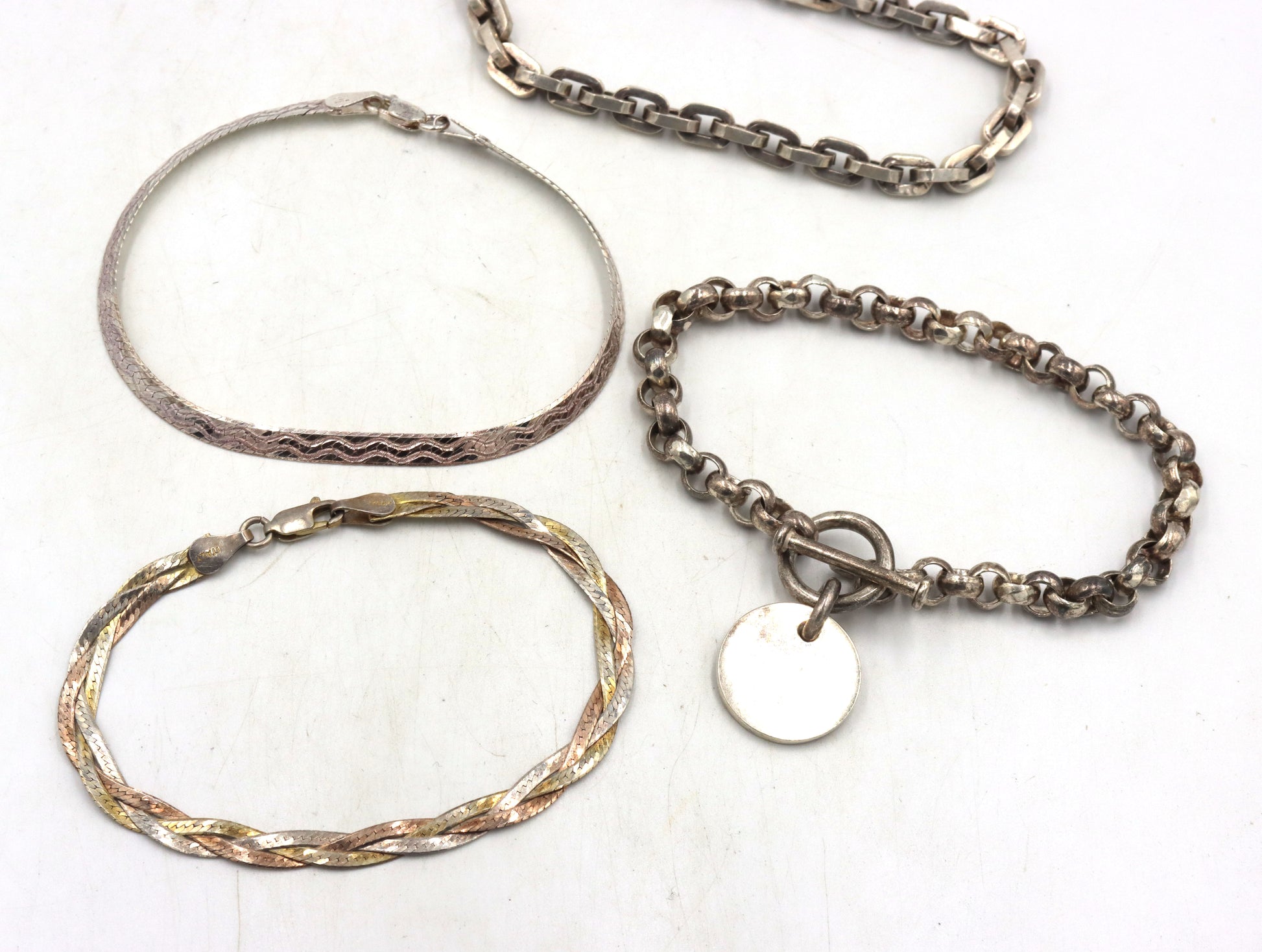 Group lot of 4 vintage 925 sterling silver bracelets