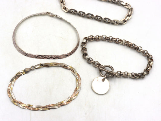 Group lot of 4 vintage 925 sterling silver bracelets