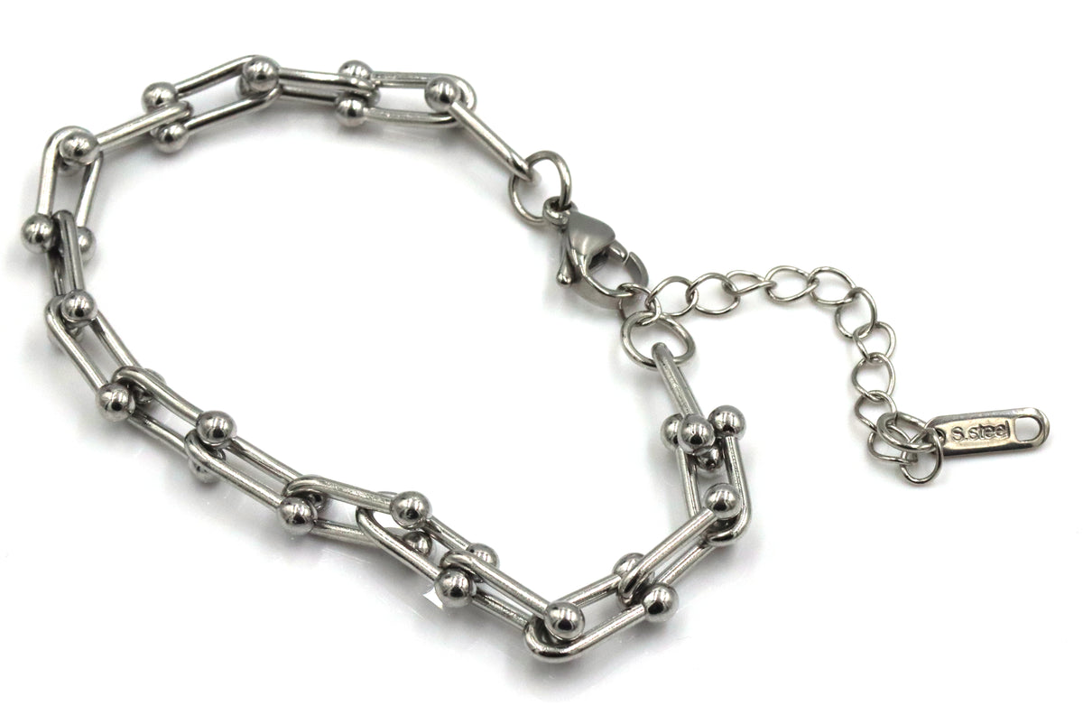 Stainless steel U link bracelet