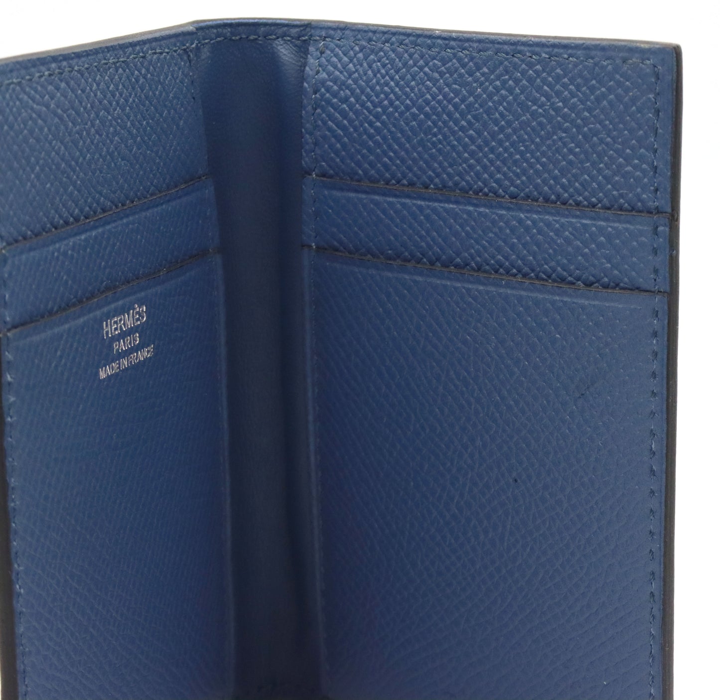 Hermes blue leather compact car holder wallet