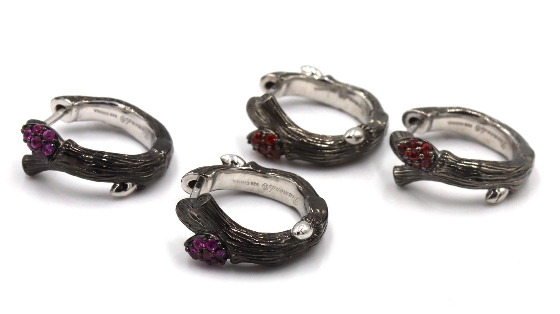 2 Pairs of 925 sterling silver signed hoop earrings