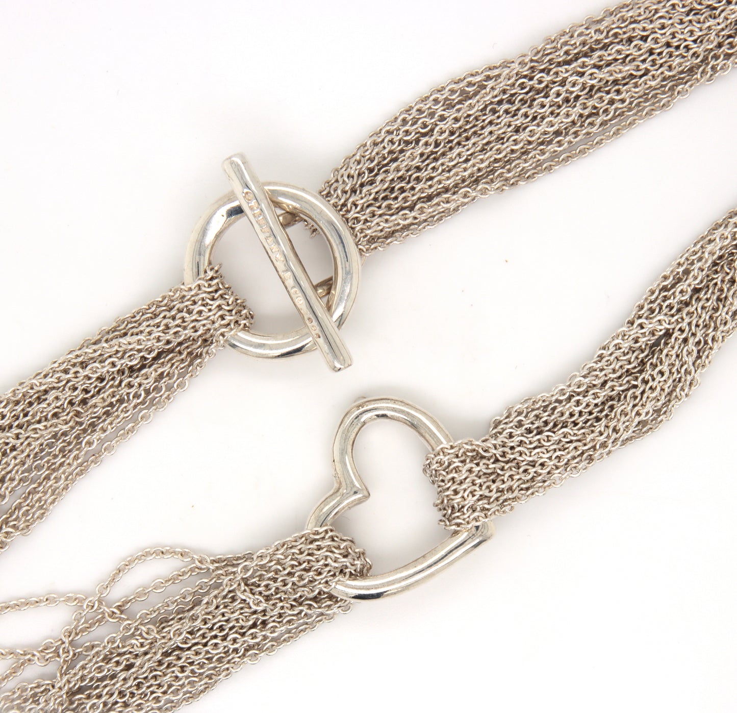 Tiffany & Co multi strand mesh open heart pendant necklace