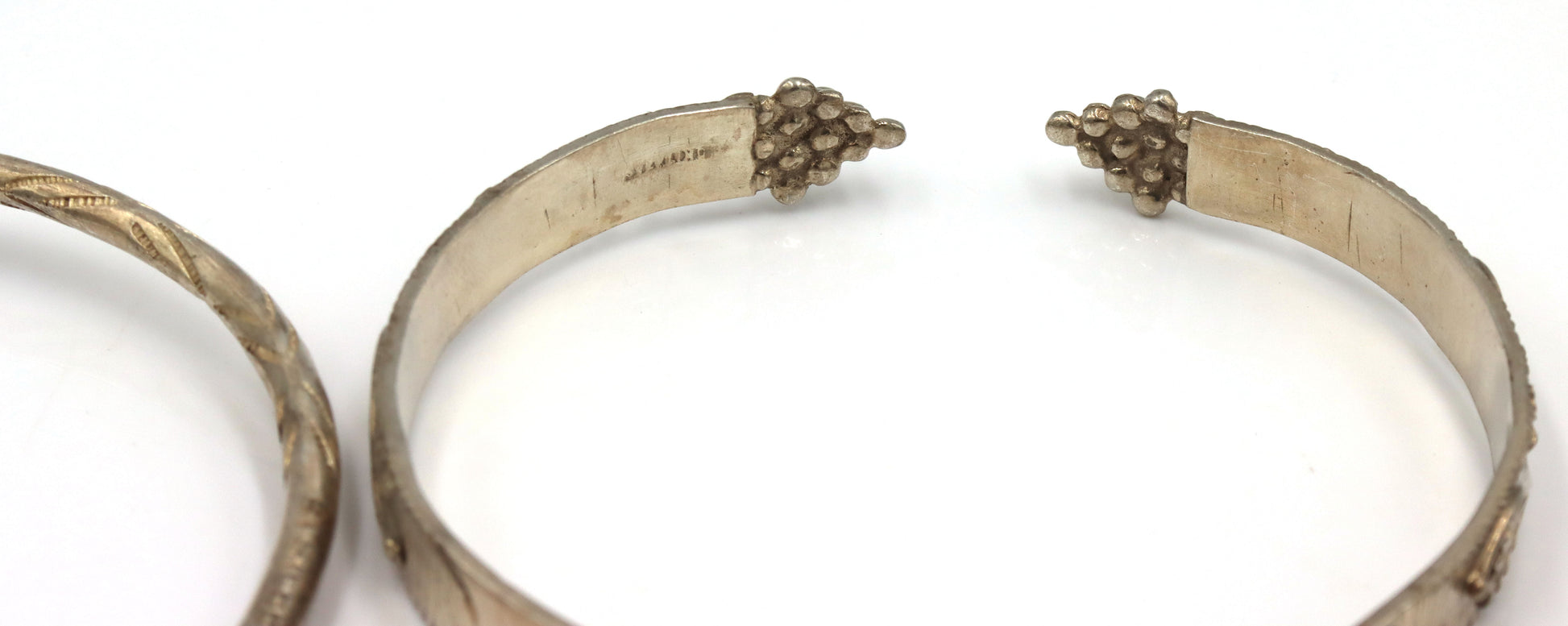 Group lot of 3 cuff bangles in 925 sterling silver