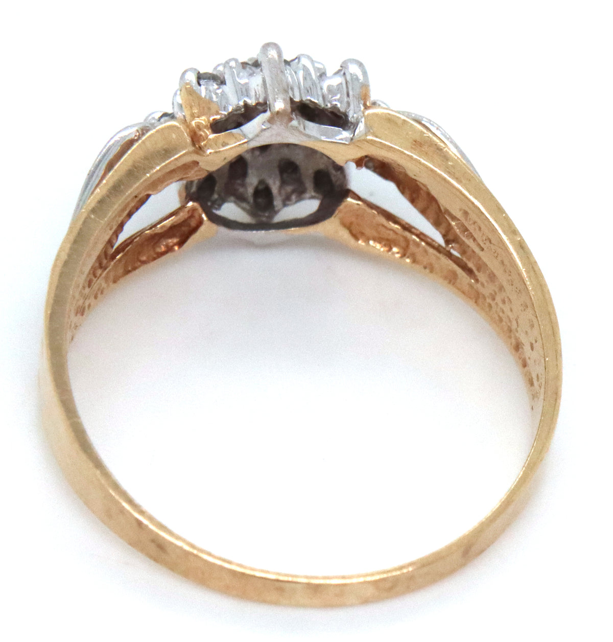 10kt Yellow gold diamond flower style cluster ring