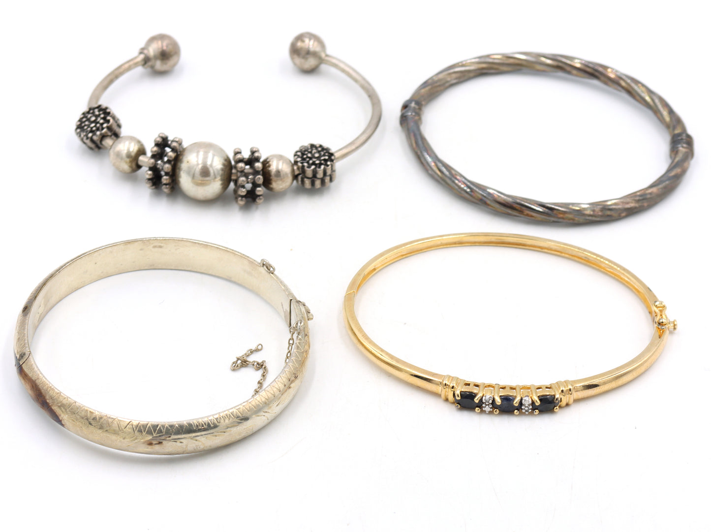 Group lot of 4 Vintage 925 sterling silver bangles