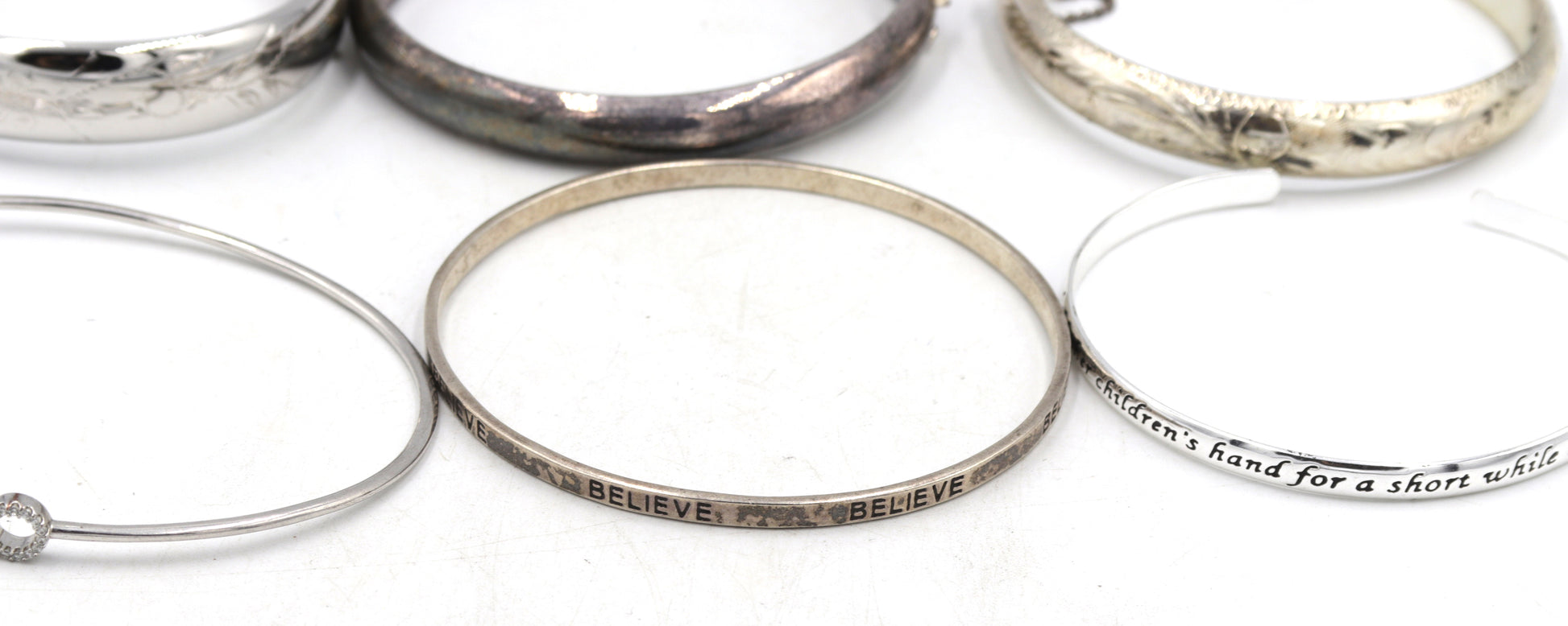 Group lot of Vintage 925 sterling silver bangles