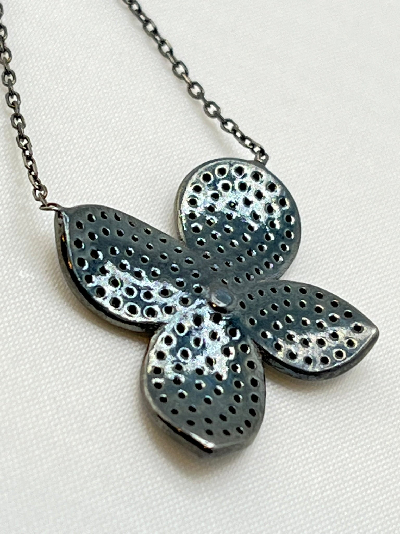 925 Black Rhodium Sterling Silver Fiore Pendant Necklace