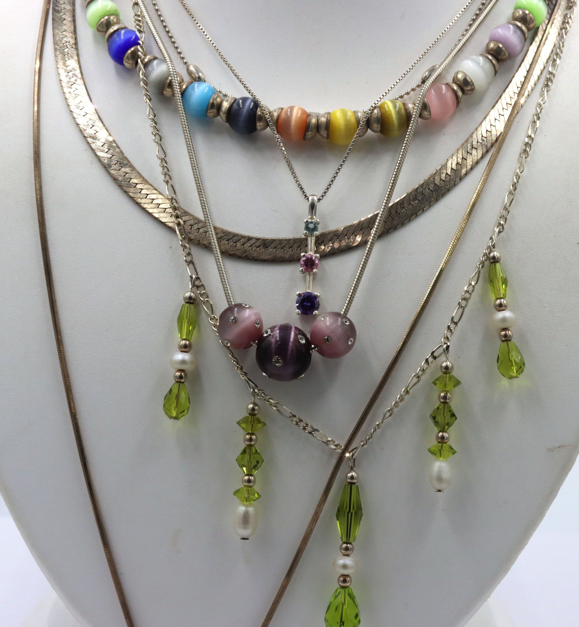 Group lot of 7 Vintage 925 sterling silver necklaces