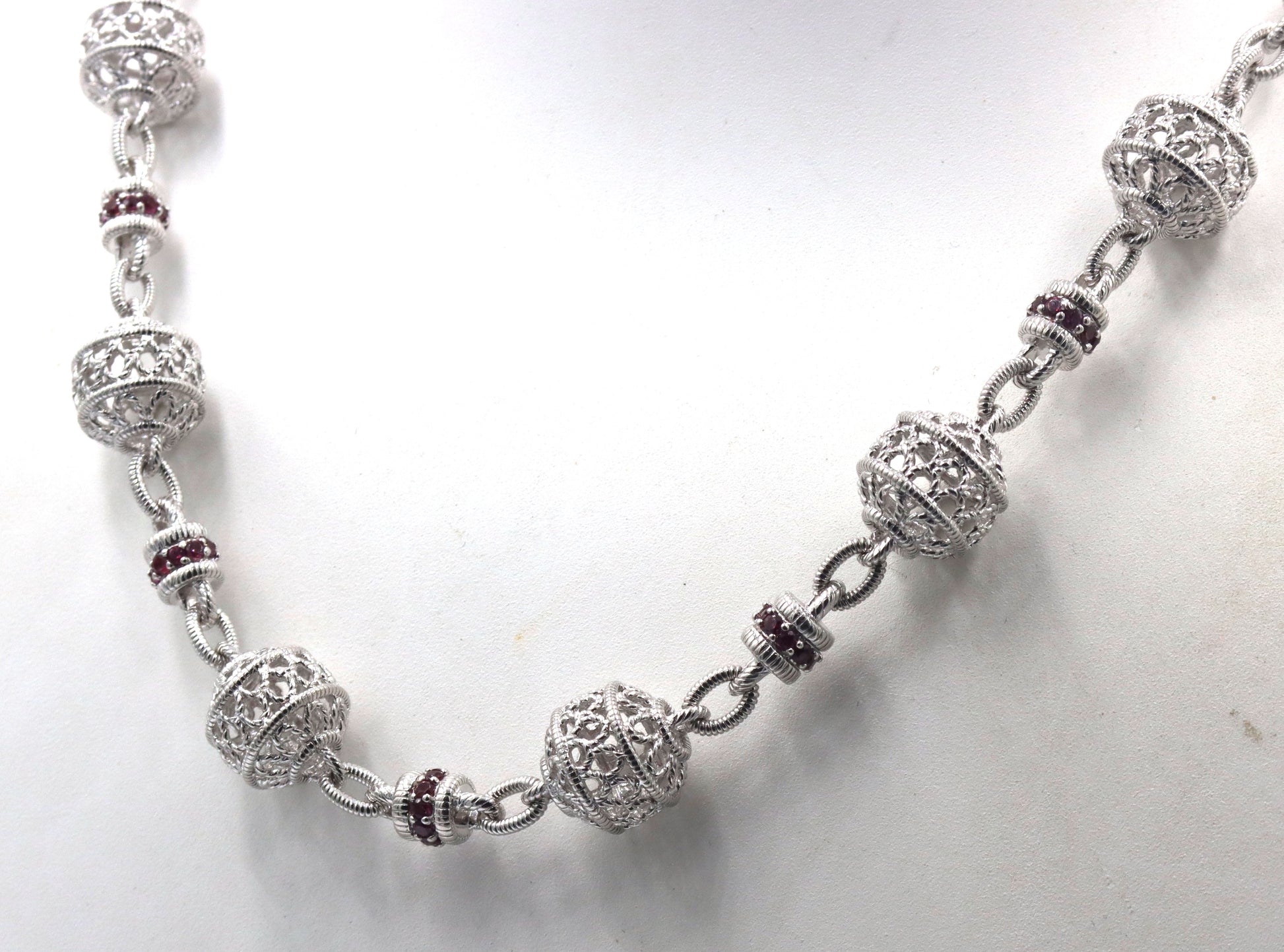 925 Sterling silver signed ball link chain necklace