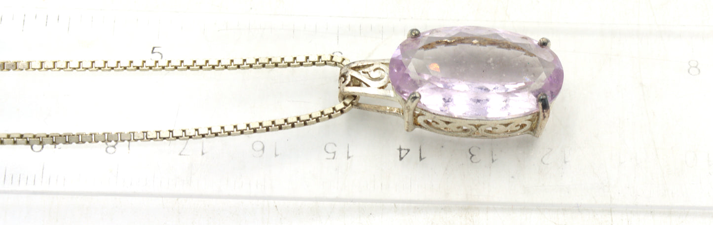 Vintage 925 sterling silver crystal pendant on Italian box chain