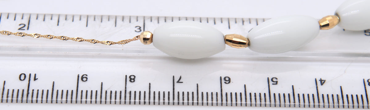 Italian 14KT Yellow Gold White Beads Necklace