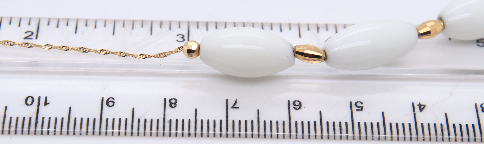 Italian 14KT Yellow Gold White Beads Necklace