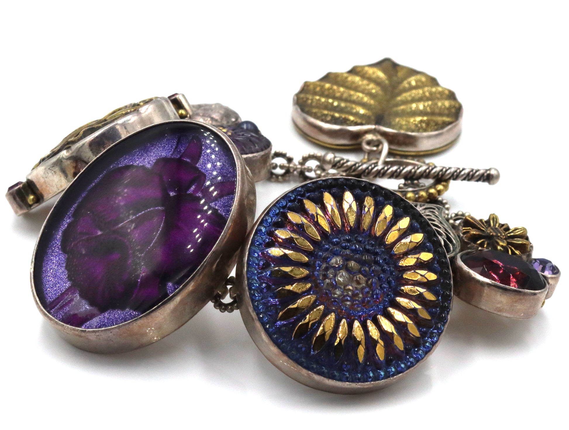 Vintage Mars and Valentine purple charm bracelet