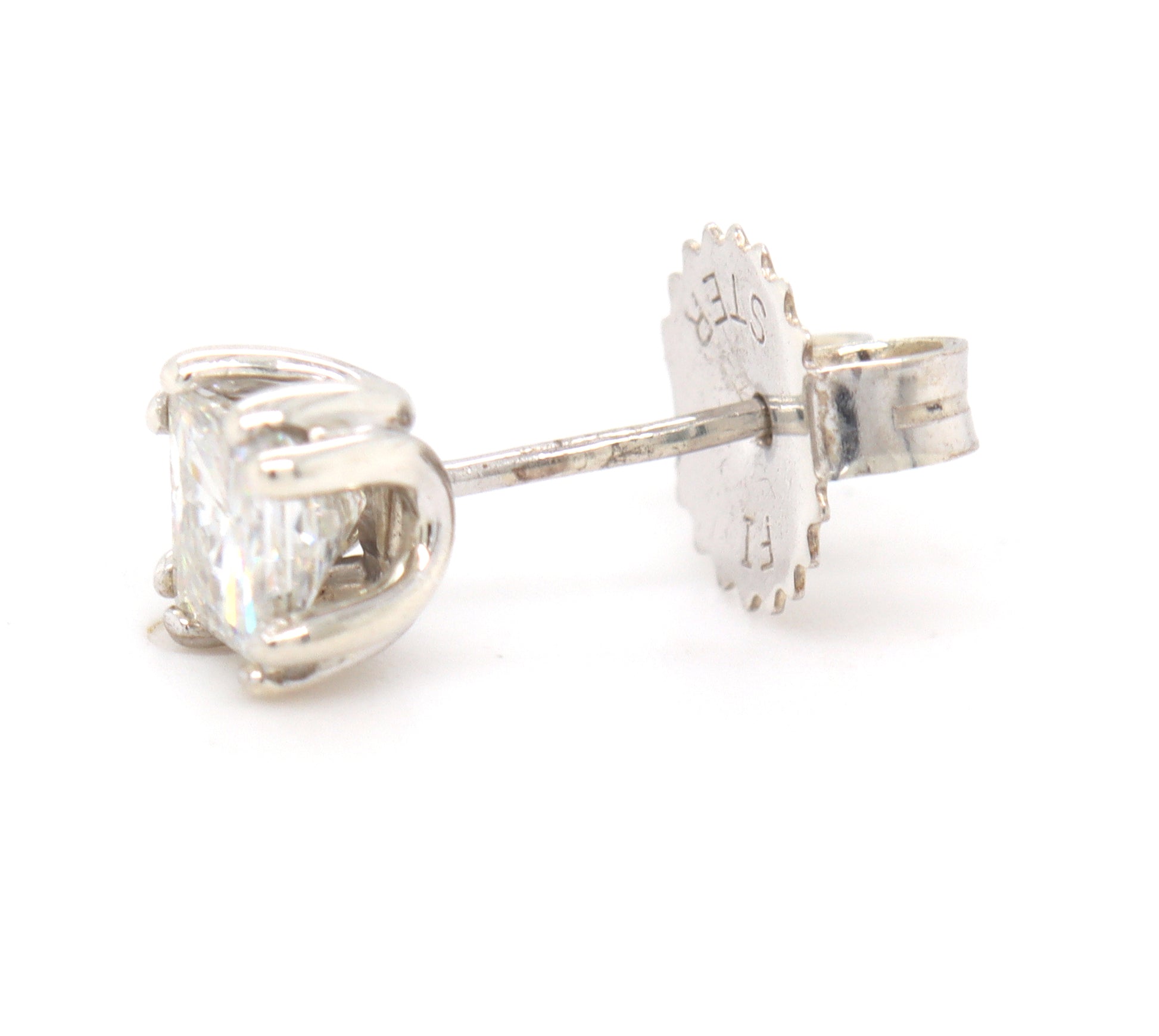 14kt White gold 0.40ctw princess cut Moissanite stud earrings
