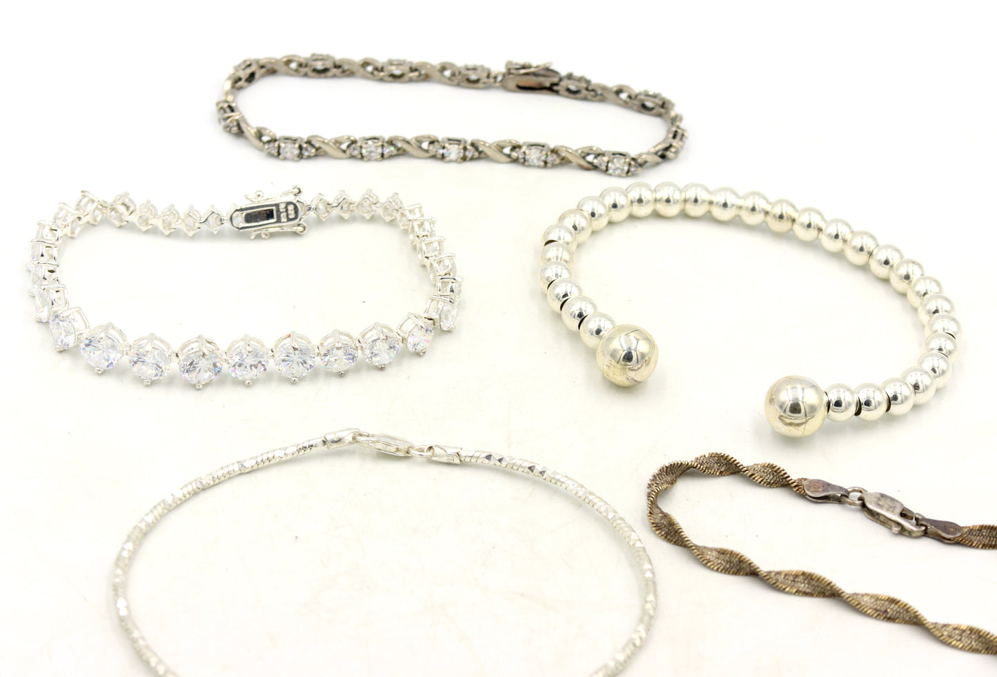 Group lot of 5 vintage 925 sterling silver bracelets