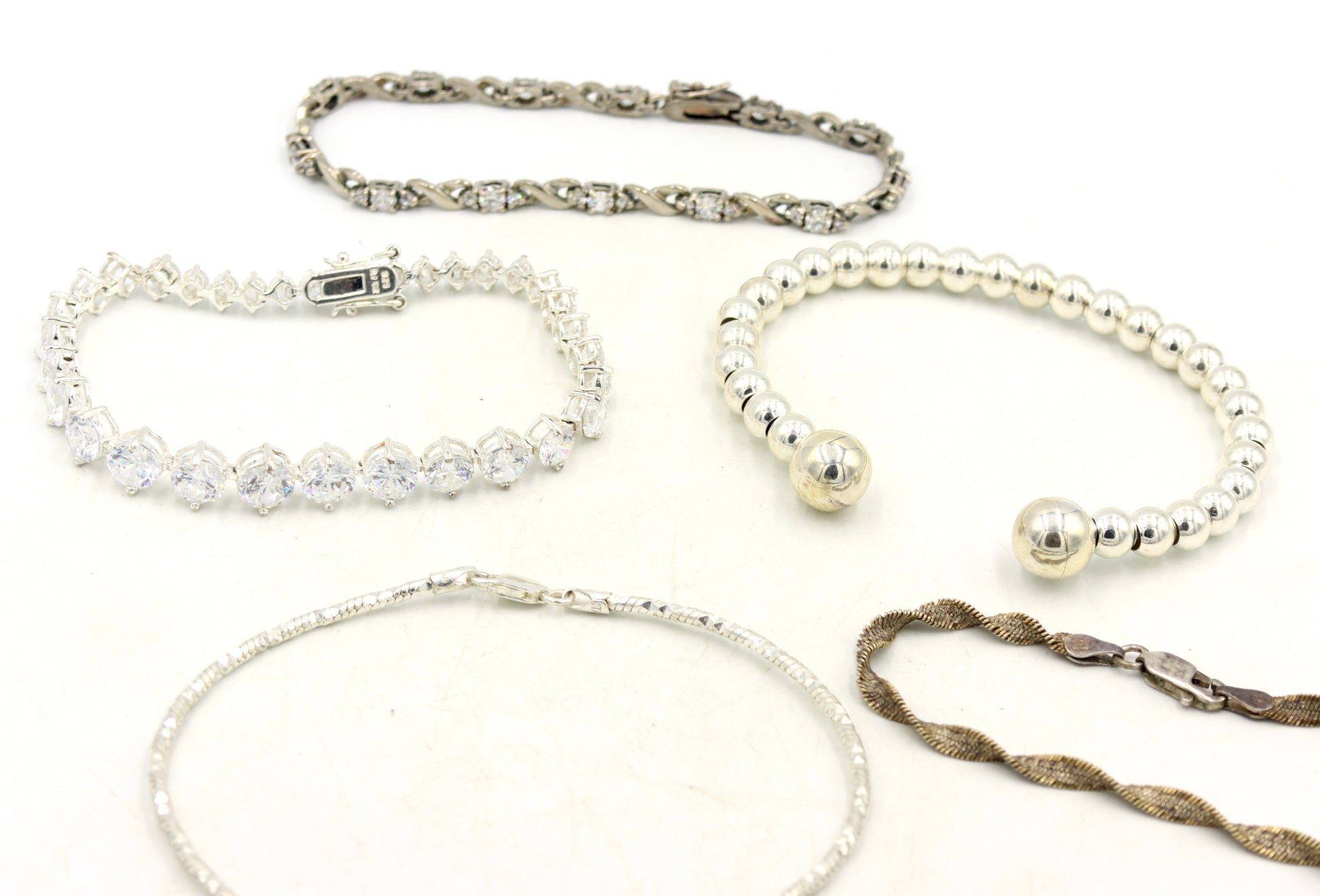 Group lot of 5 vintage 925 sterling silver bracelets