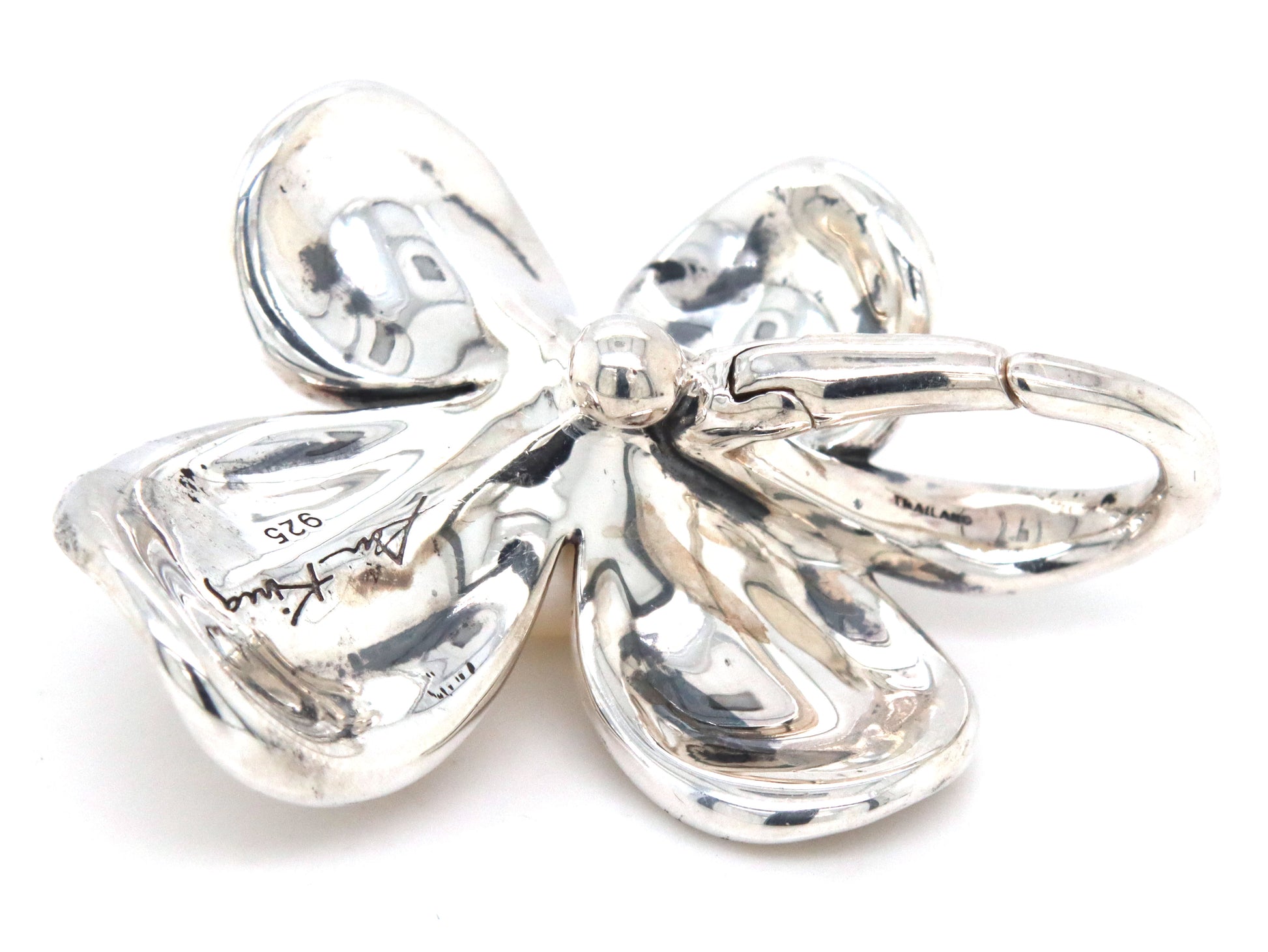 925 Sterling silver signed fresh water pearl flower pendant