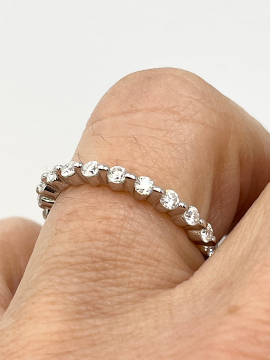 925 Sterling Silver Moissanite Single Prong Eternity Band