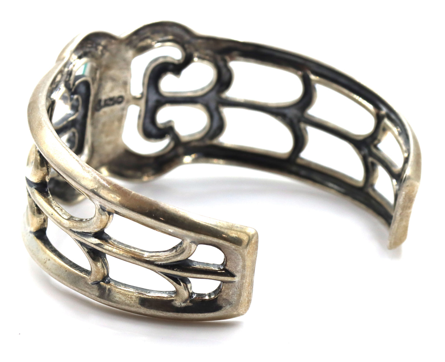 925 Sterling silver signed turquoise cuff bangle