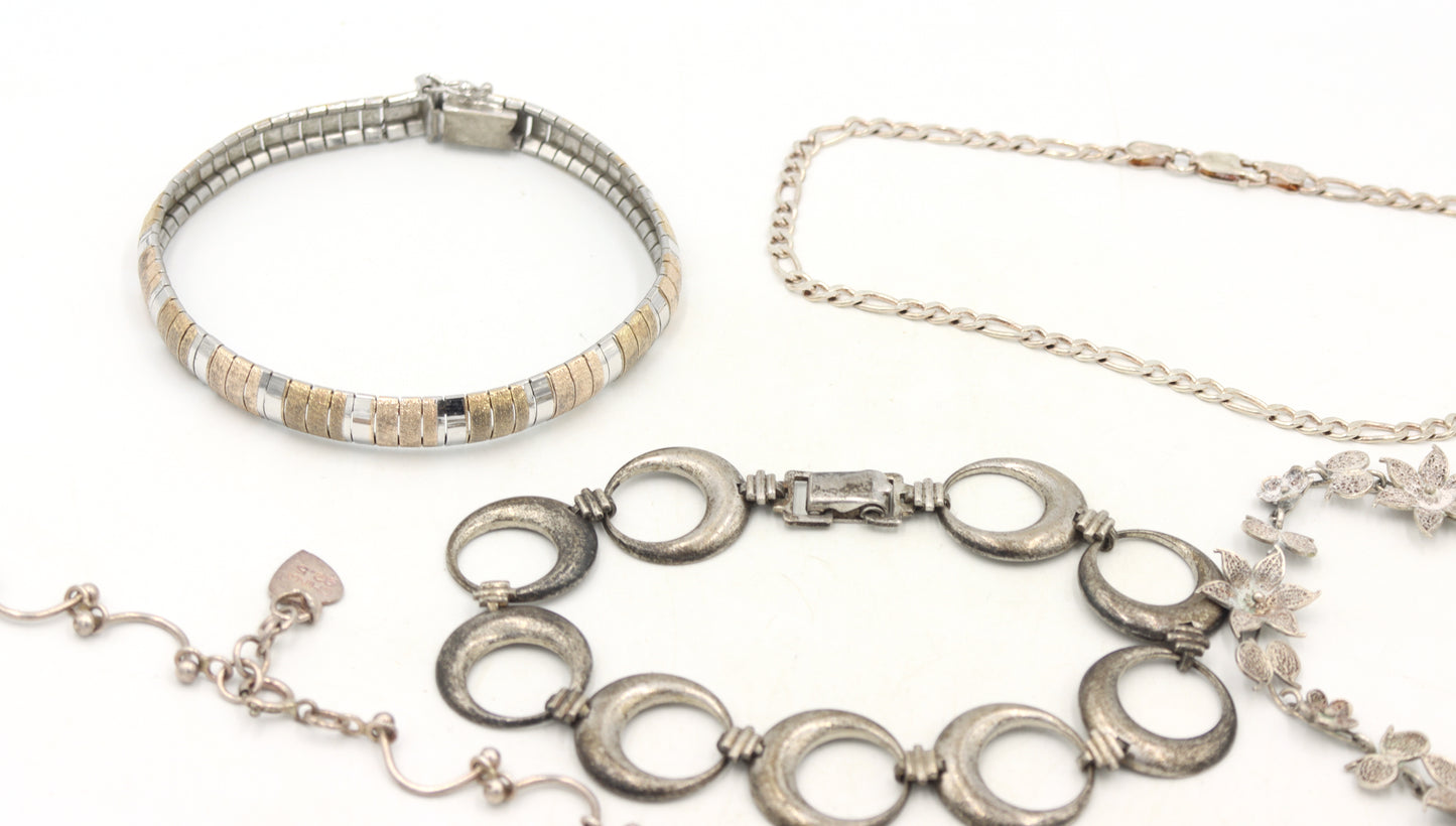 Group lot of 7 Vintage 925 sterling silver bracelets