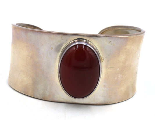 925 Sterling silver Mexico signed coral cuff bangle