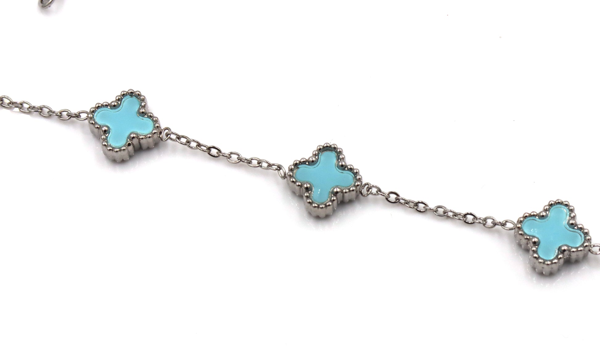 Blue stone stainless steel adjustable bracelet