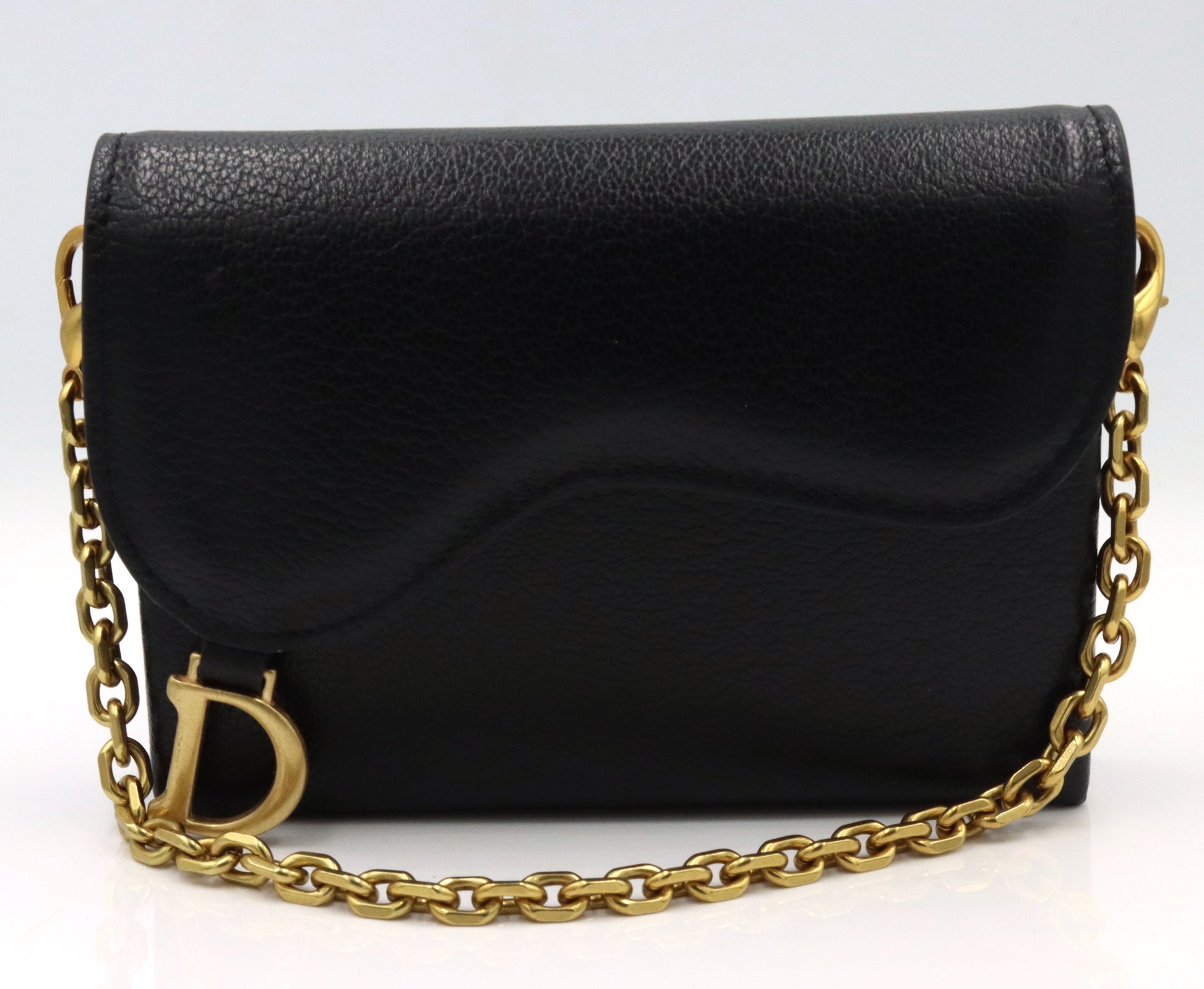 Italian black leather small wallet belt bag