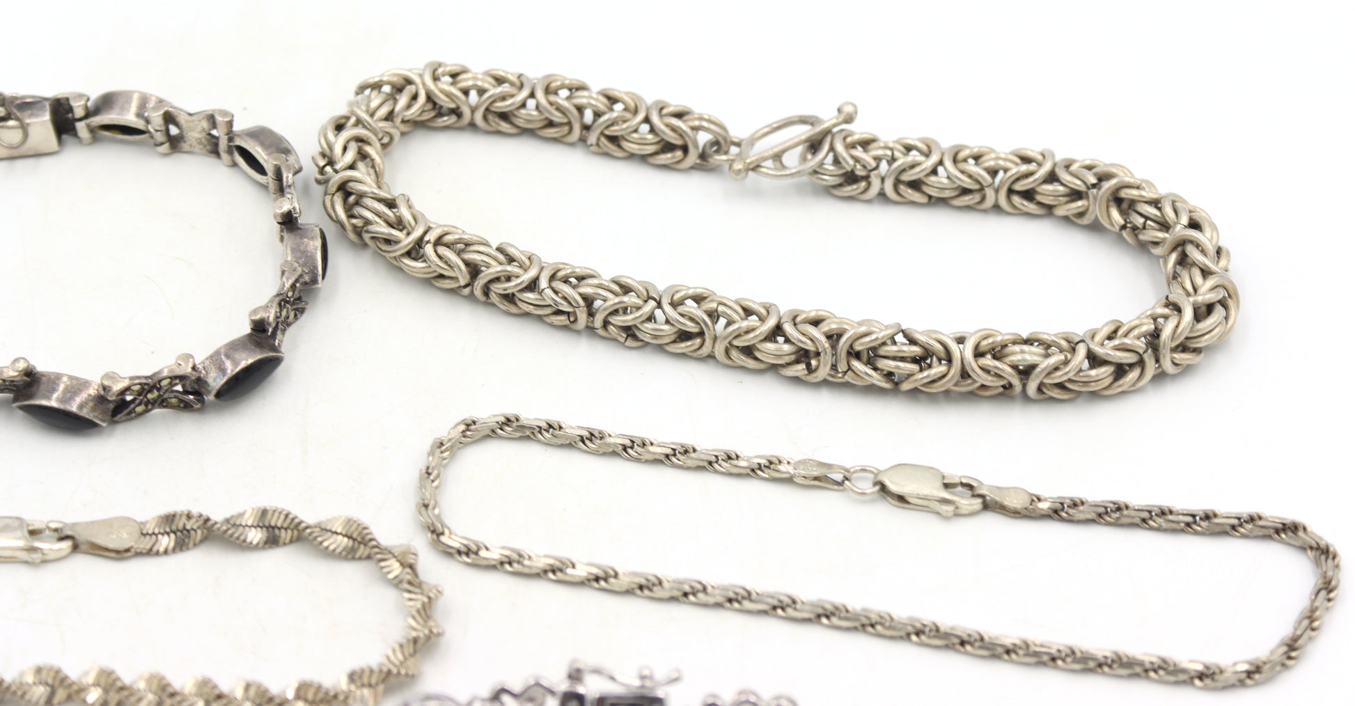 Group lot of 5 Vintage 925 sterling silver bracelets