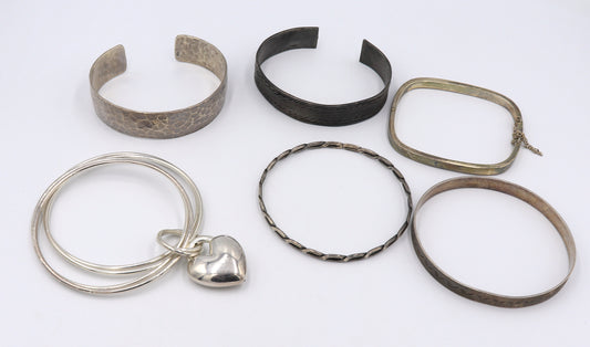 Group lot of Vintage 925 sterling silver bangles