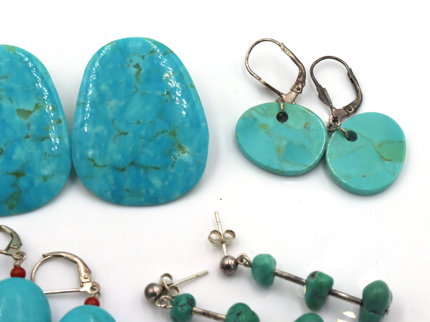 5 pairs of vintage 925 sterling silver turquoise earrings