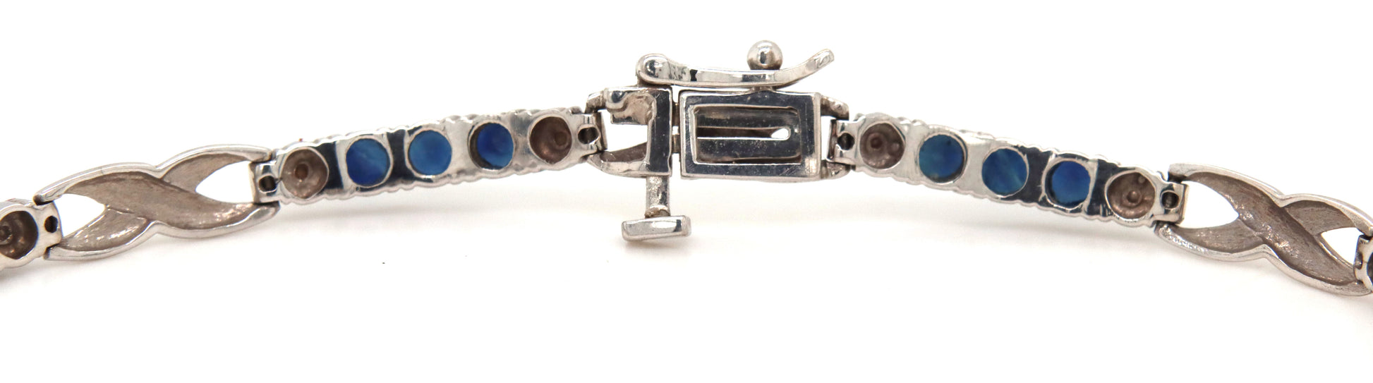 10kt White gold blue sapphire and diamond bracelet
