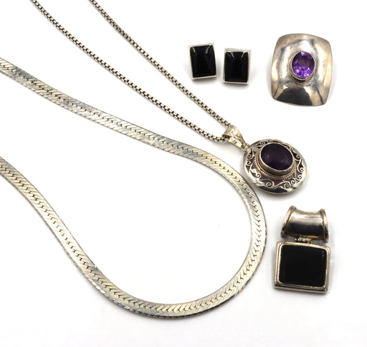 Group lot of Vintage 925 sterling silver mixed jewelry