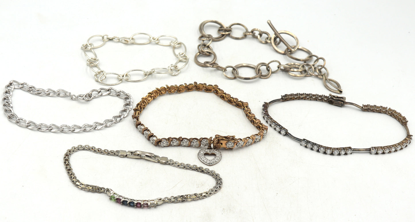 Group lot of Vintage 925 sterling silver bracelets