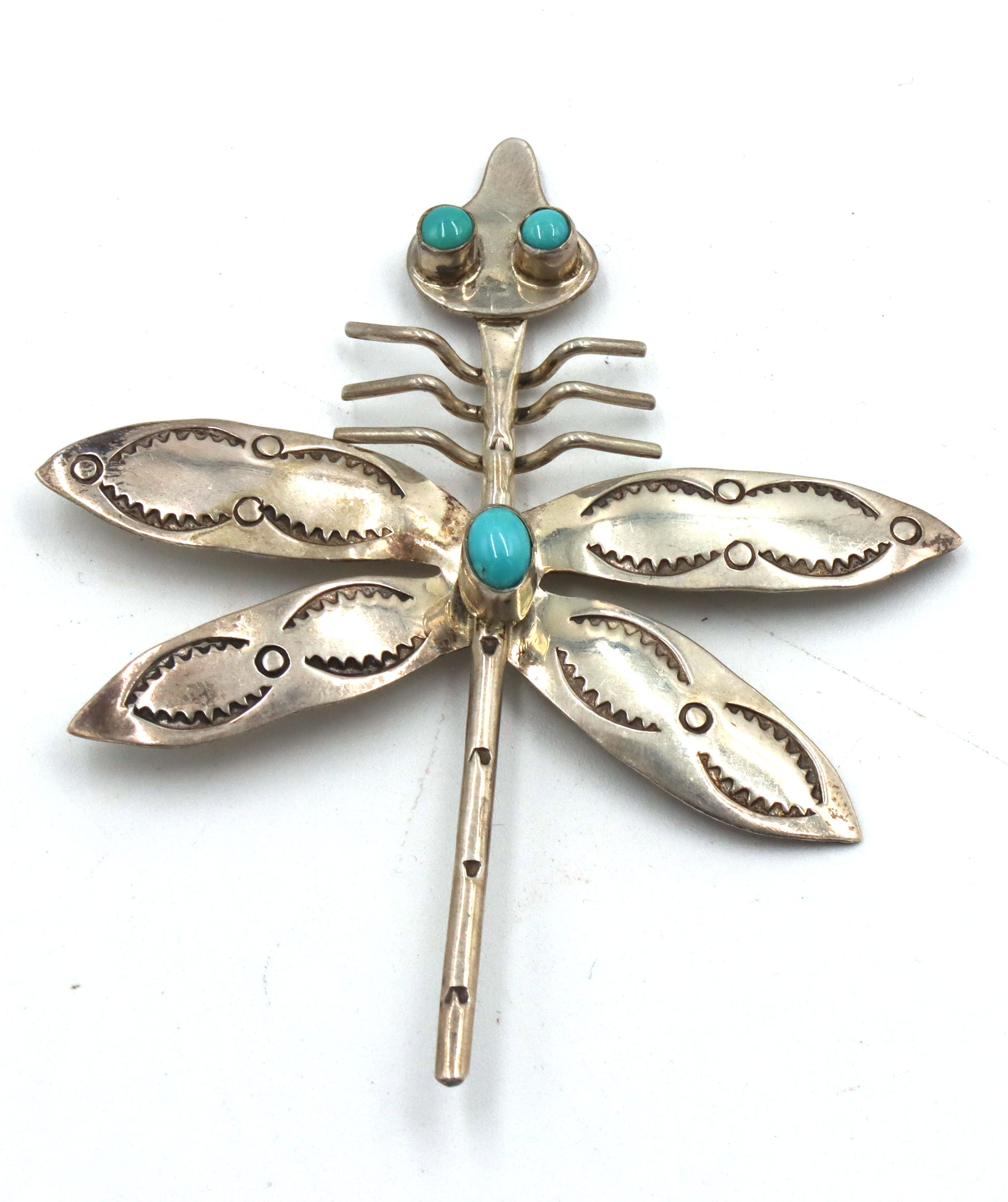 Vintage 925 sterling silver signed dragonfly brooch
