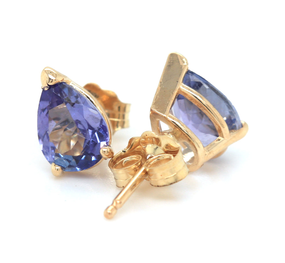 14kt Yellow gold 1.20ctw pear Tanzanite stud earrings