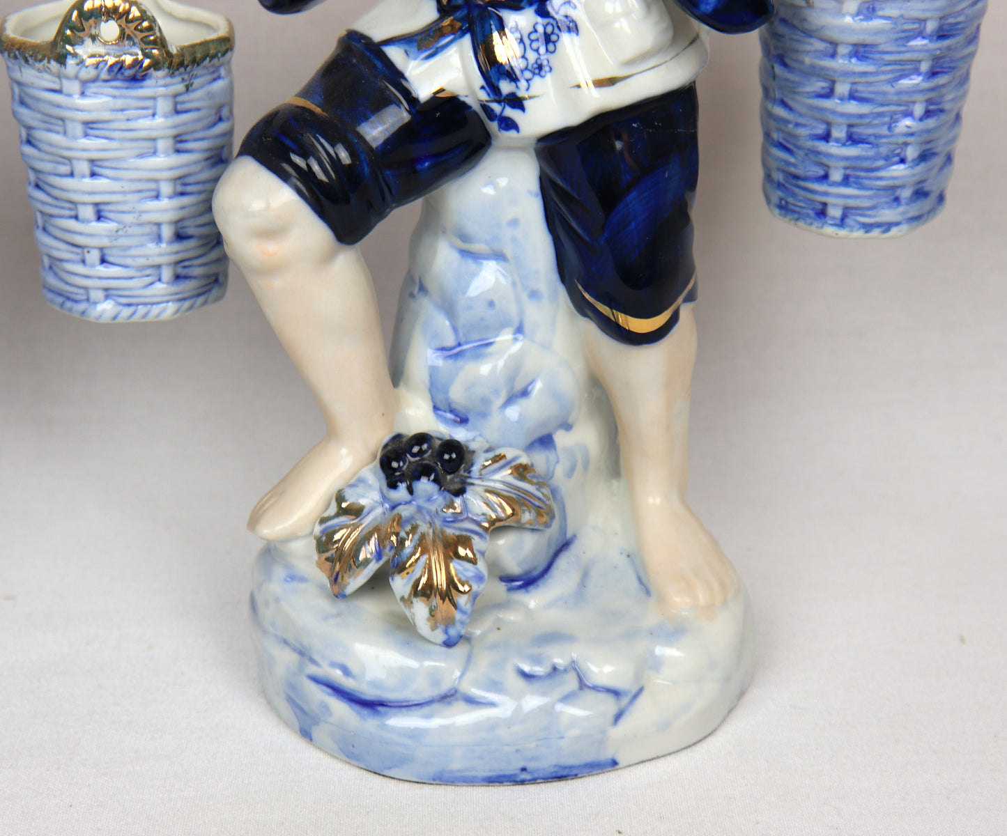 Vintage Blue & White Porcelain Asian Fishermen Figurines – Pair – Hand Painted