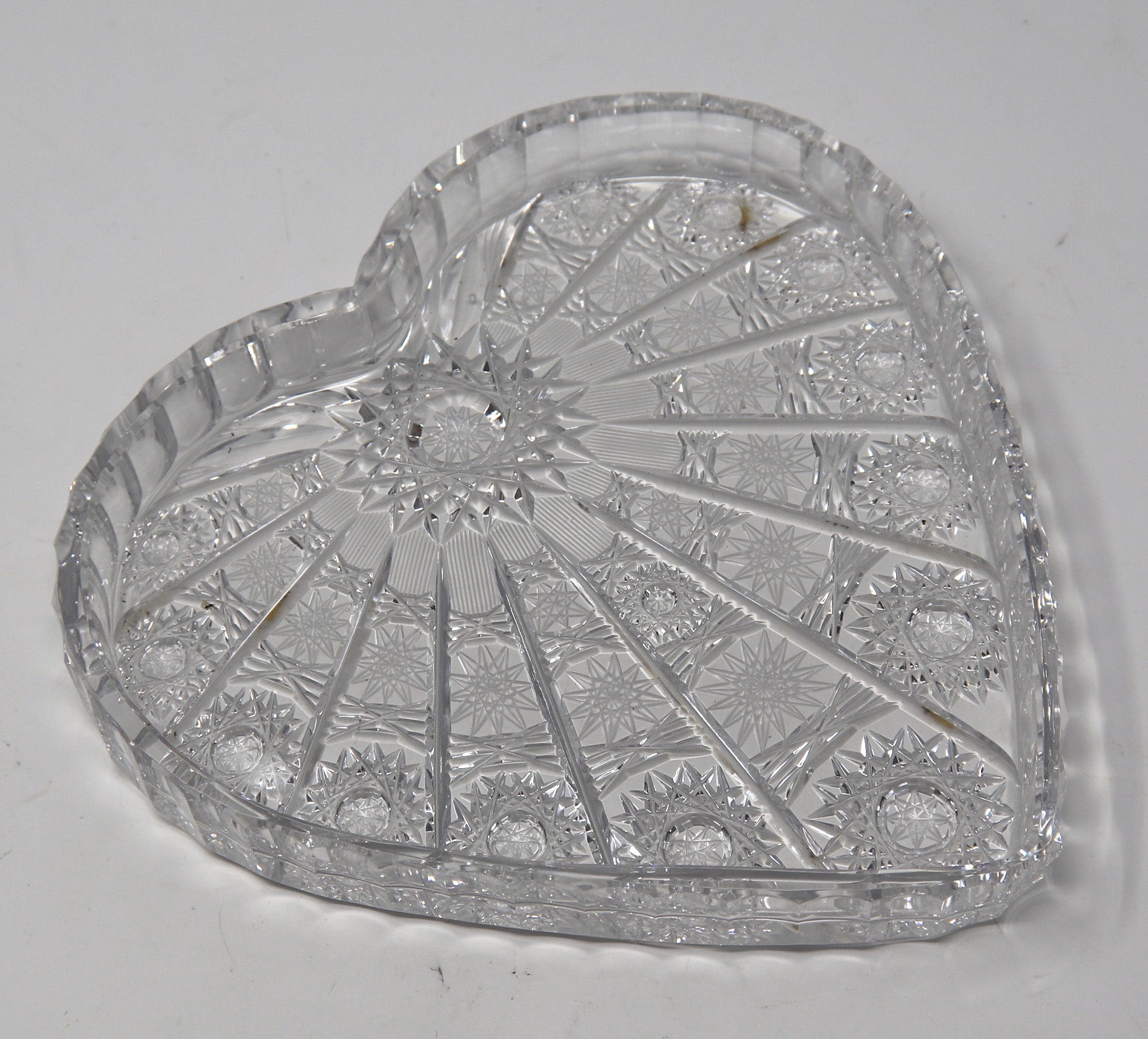 Heart Shaped Hand Cut Crystal Candy Dish