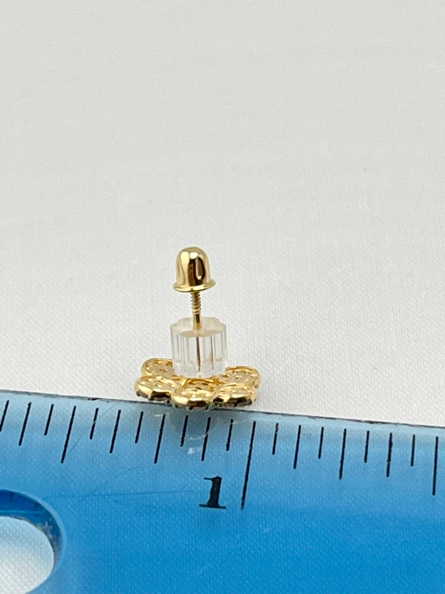 14KT Yellow Gold Flower Cluster Cubic Zirconia Stud Earrings