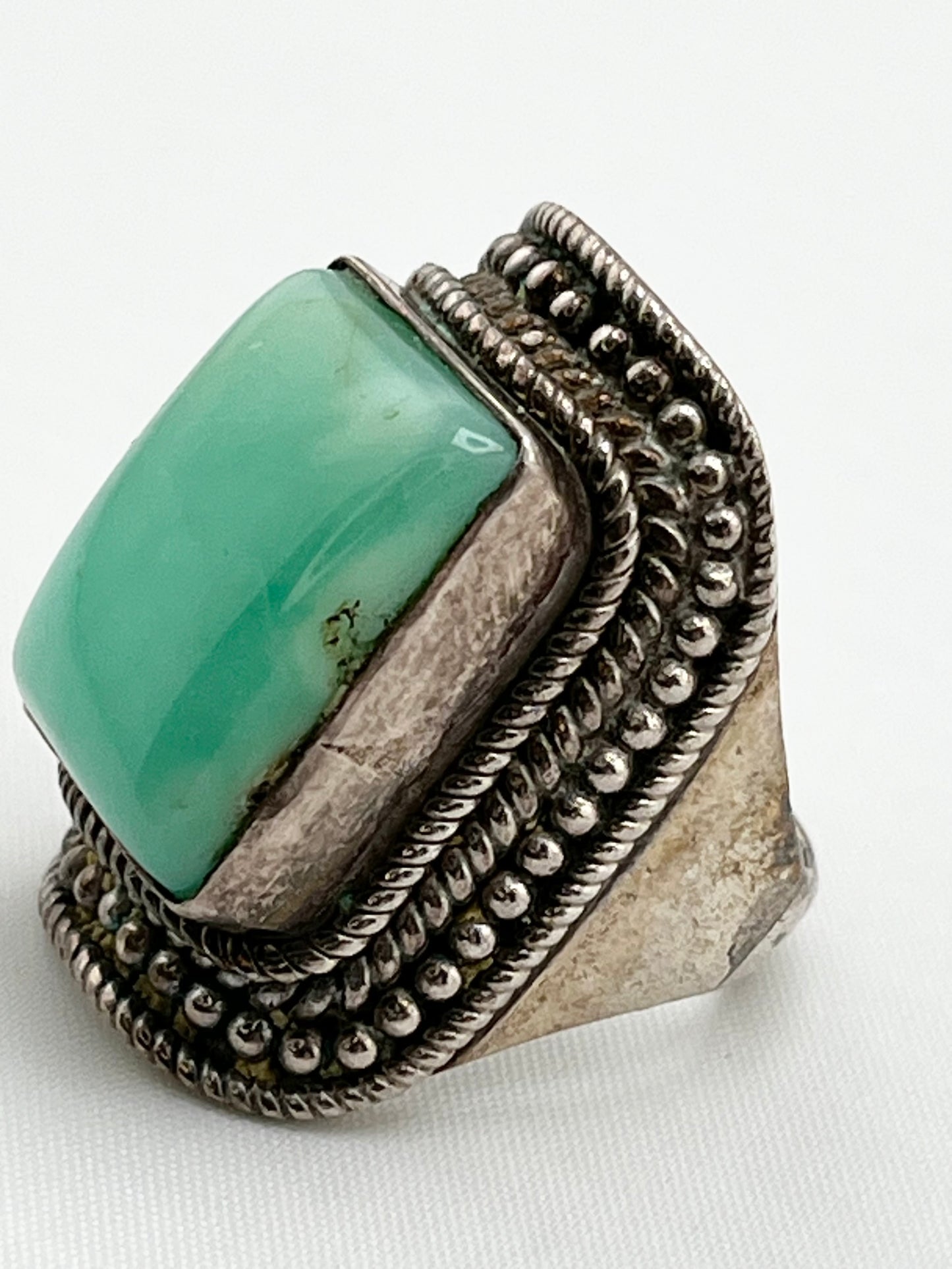 925 Sterling Silver Cabochon Cut Chrysoprase Ring