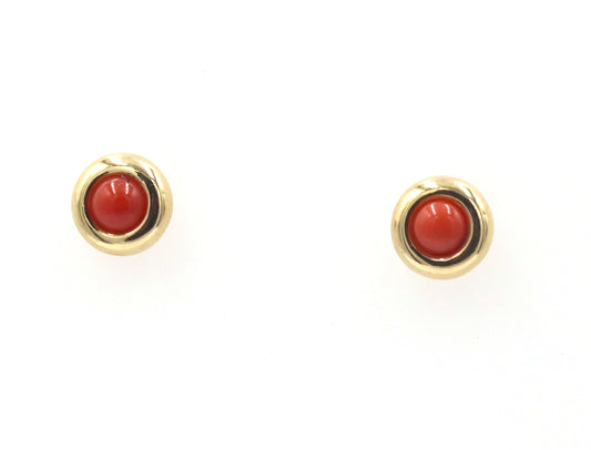 18kt Yellow gold Coral stud earrings
